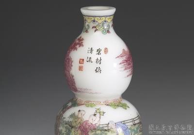 图片[2]-Glass gourd-shaped vase with “Children’s Play” motif in falangcai painted enamels, Qianlong reign (1736-1795), Qing dynasty-China Archive